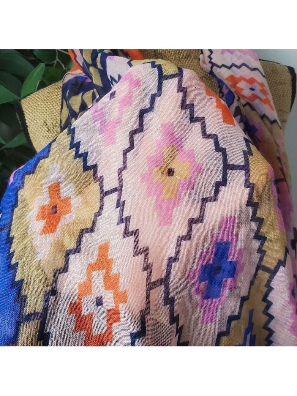 Geometric Pattern Infinity Scarf Colorful Sheer - Picture 5 of 6